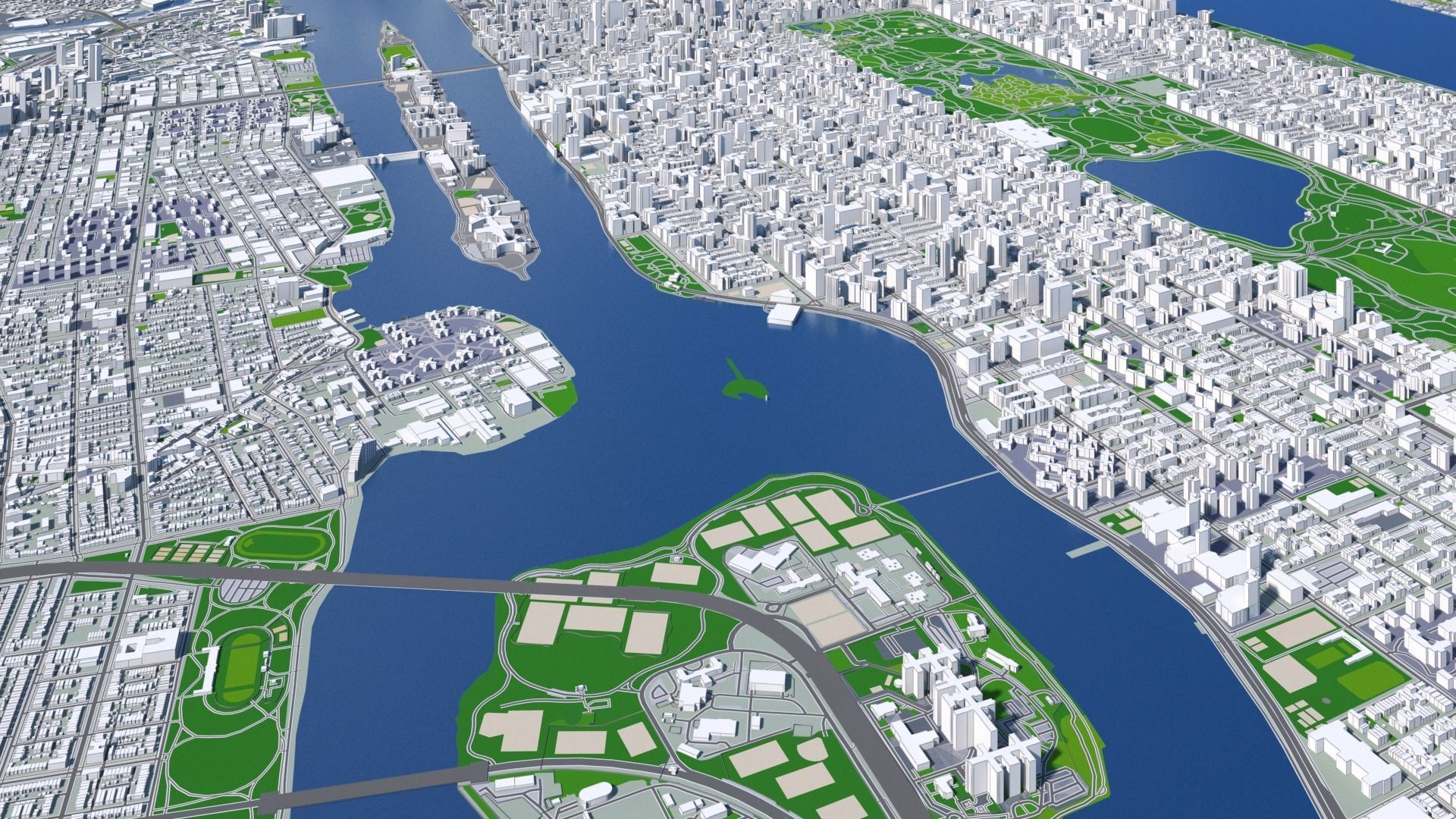 Manhattan New York City And Surroundings PBR Low-poly 3D model_26