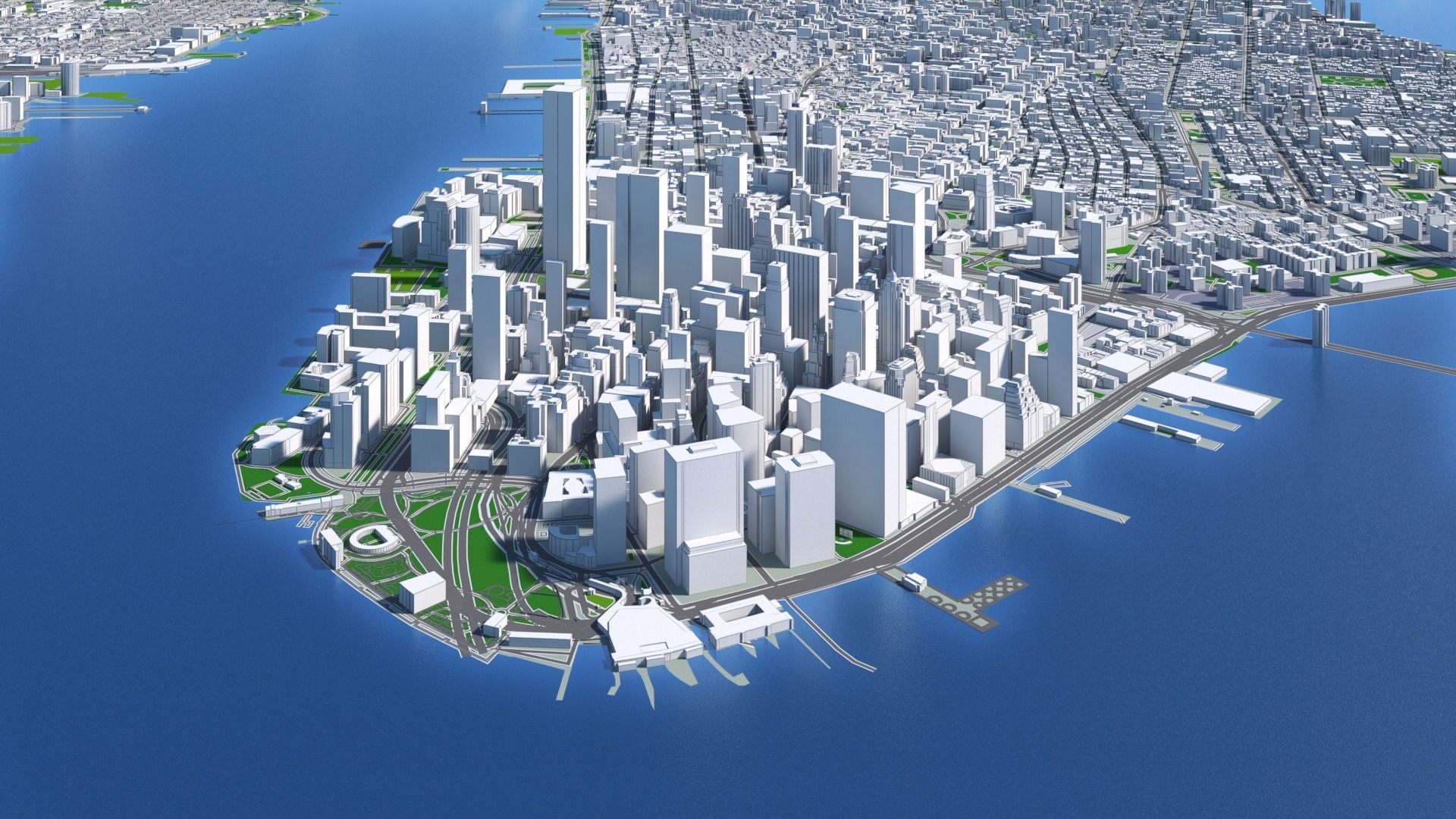 Manhattan New York City And Surroundings PBR Low-poly 3D model_5