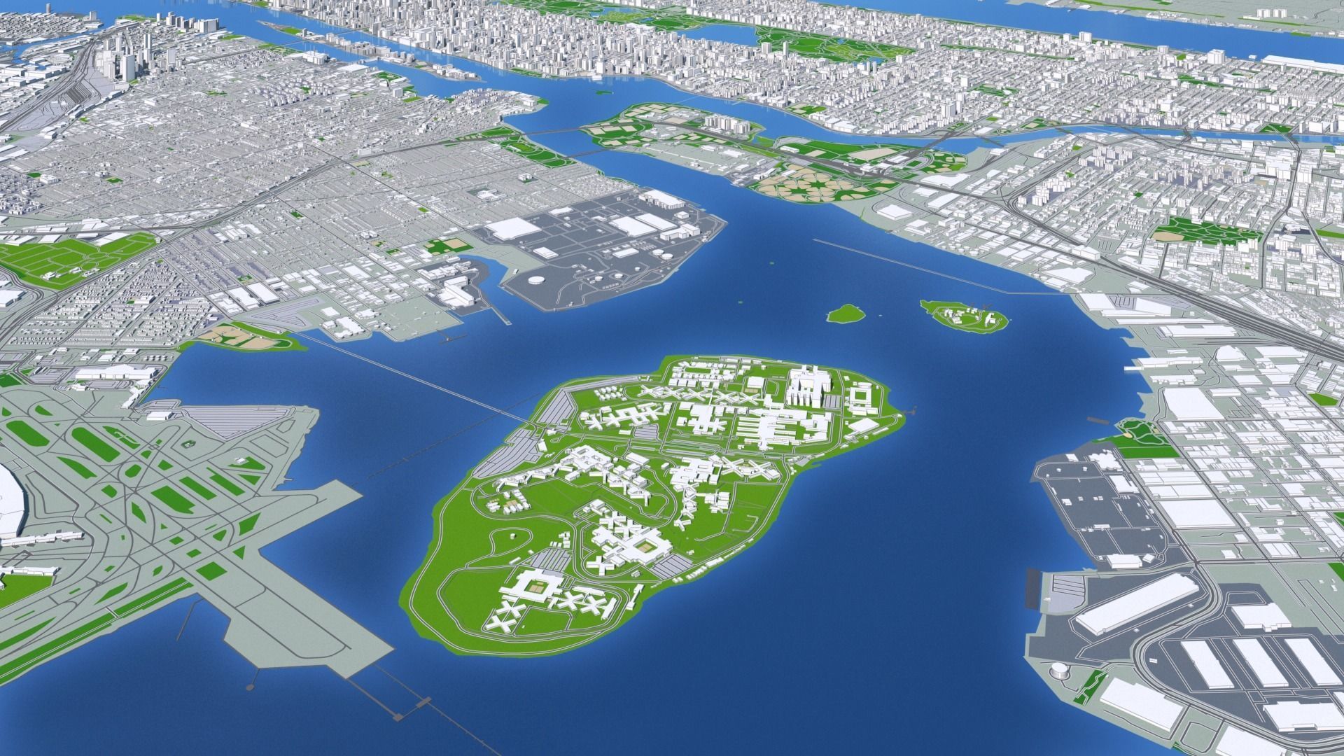 Manhattan New York City And Surroundings PBR Low-poly 3D model_10