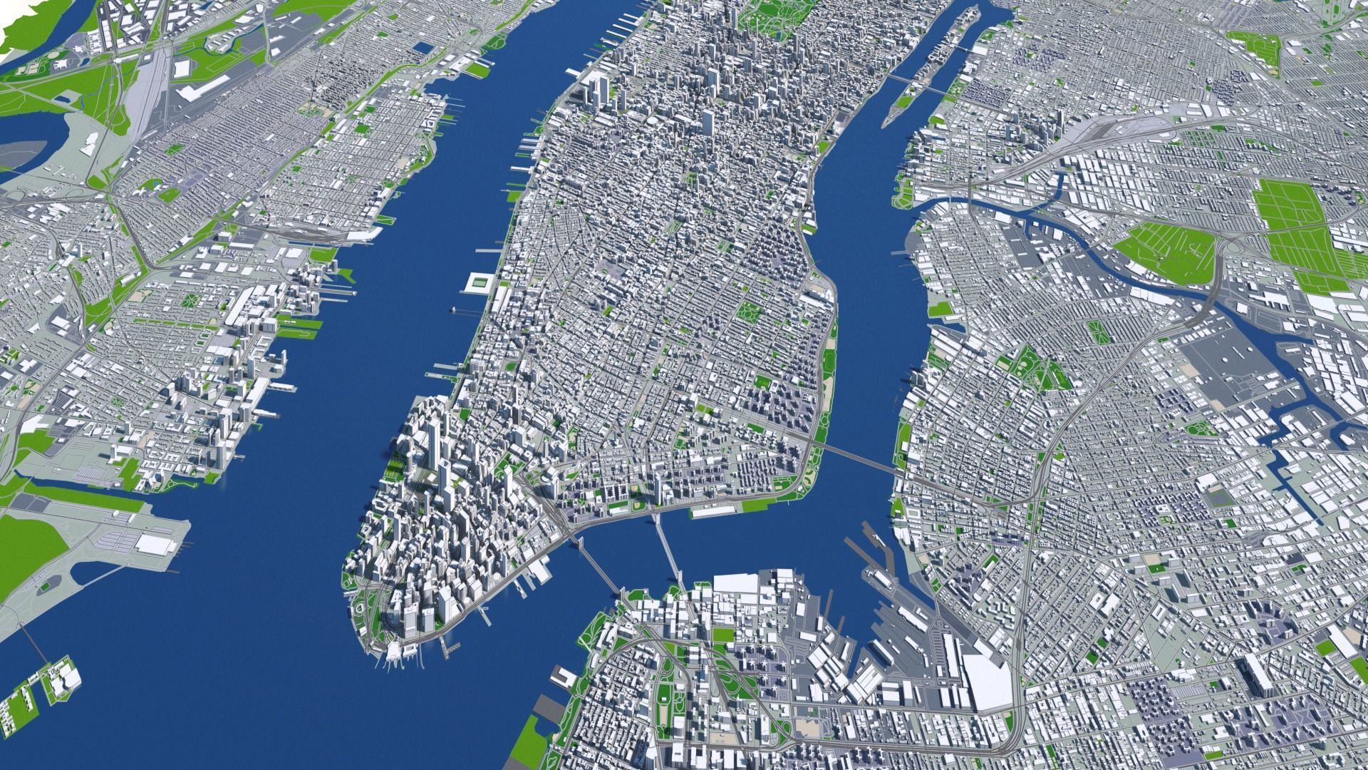 Manhattan New York City And Surroundings PBR Low-poly 3D model_6