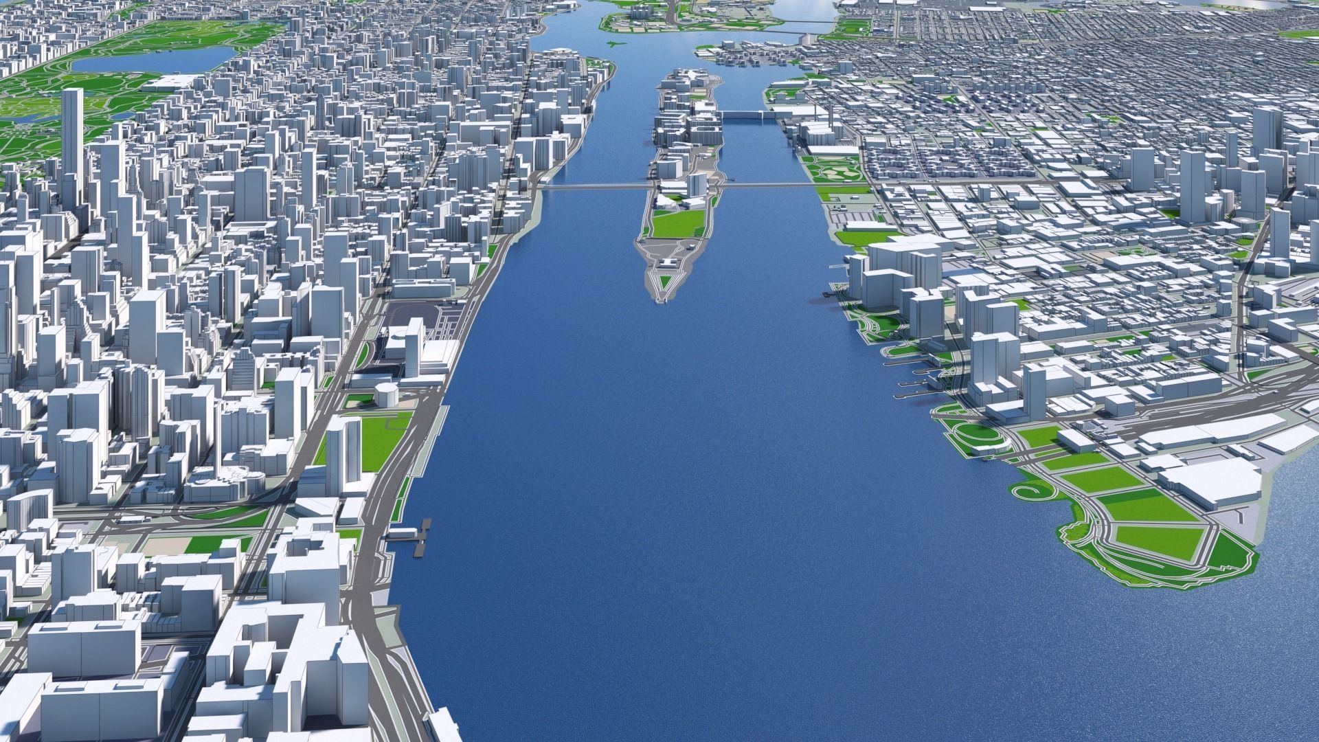 Manhattan New York City And Surroundings PBR Low-poly 3D model_9
