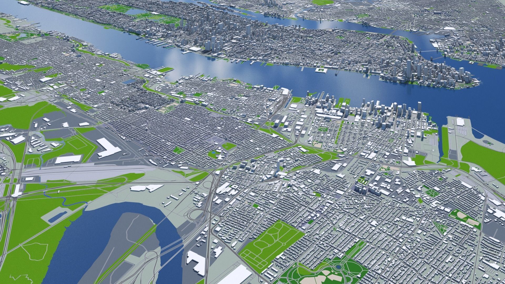 Manhattan New York City And Surroundings PBR Low-poly 3D model_18