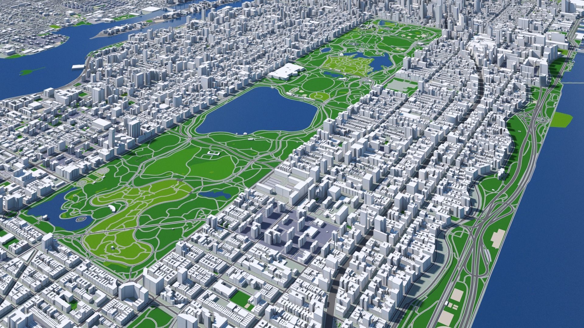 Manhattan New York City And Surroundings PBR Low-poly 3D model_25