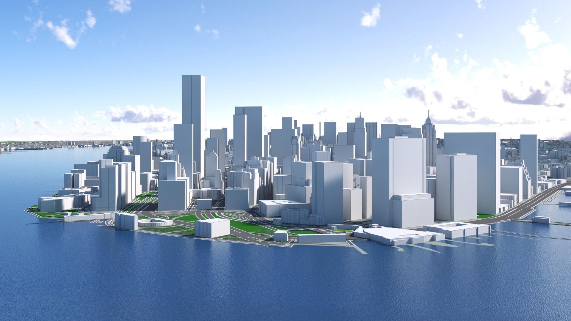 Manhattan New York City And Surroundings PBR Low-poly 3D model_13