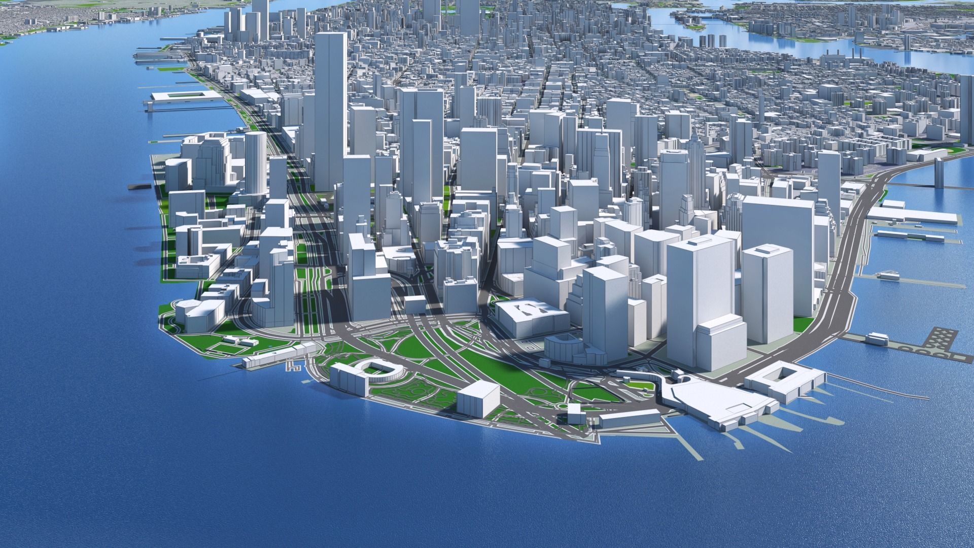 Manhattan New York City And Surroundings PBR Low-poly 3D model_4