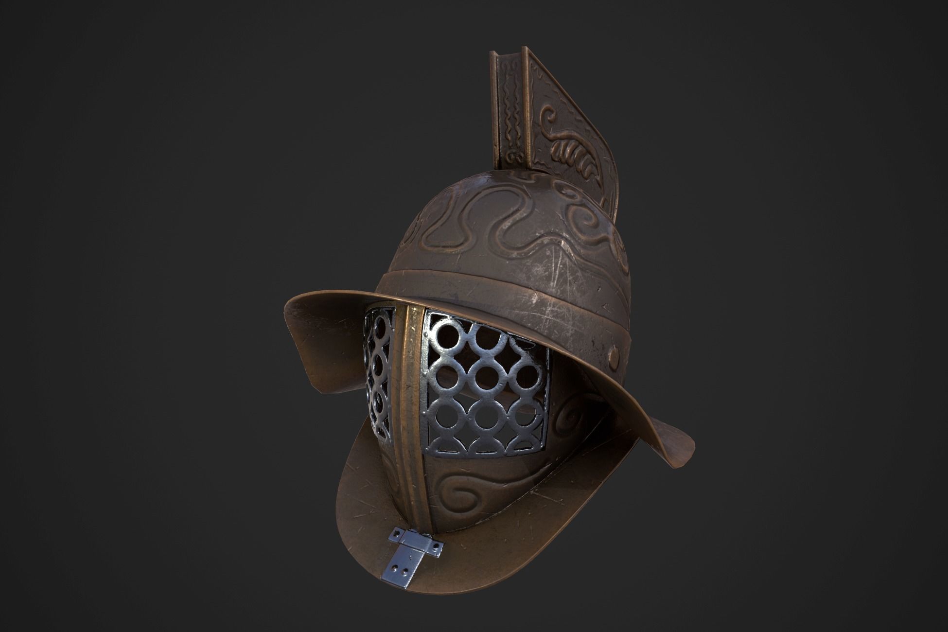 Murmillo gladiator helmet Low-poly 3D model_9
