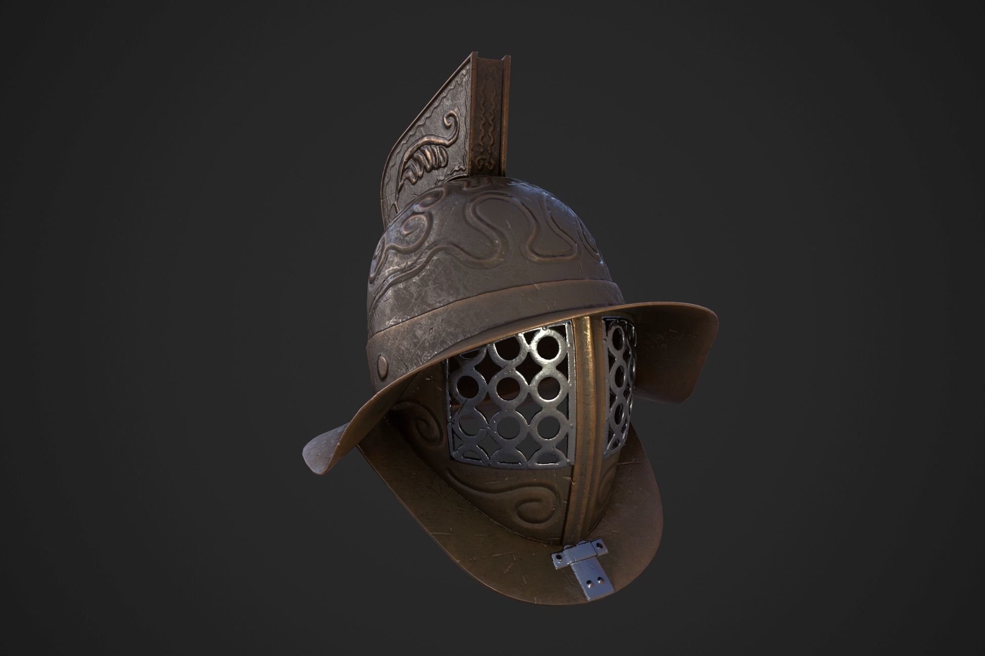 Murmillo gladiator helmet Low-poly 3D model_10