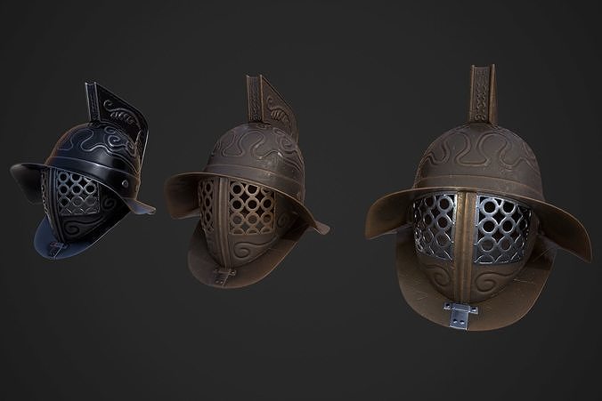 Murmillo gladiator helmet Low-poly 3D model