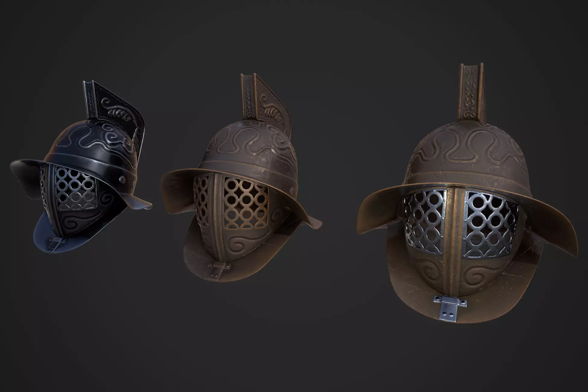 Murmillo gladiator helmet Low-poly 3D model_0