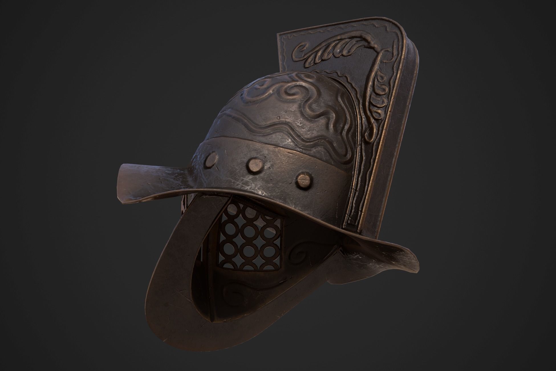 Murmillo gladiator helmet Low-poly 3D model_6