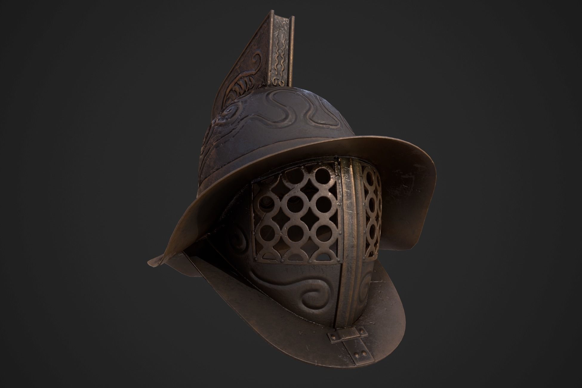 Murmillo gladiator helmet Low-poly 3D model_5