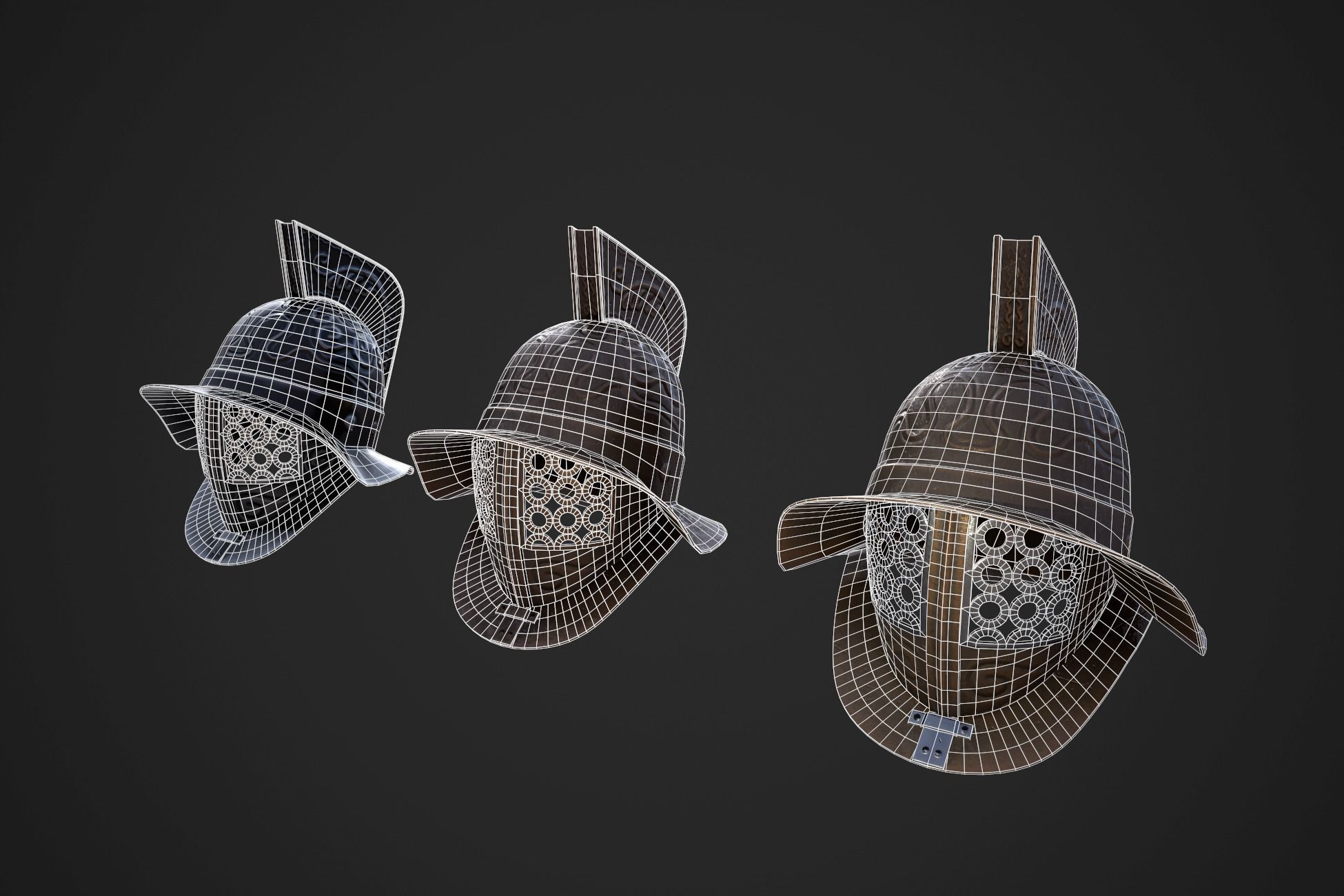 Murmillo gladiator helmet Low-poly 3D model_11