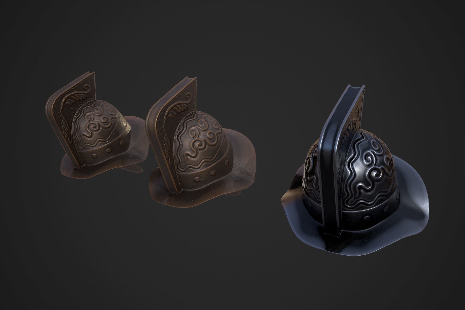 Murmillo gladiator helmet Low-poly 3D model_3
