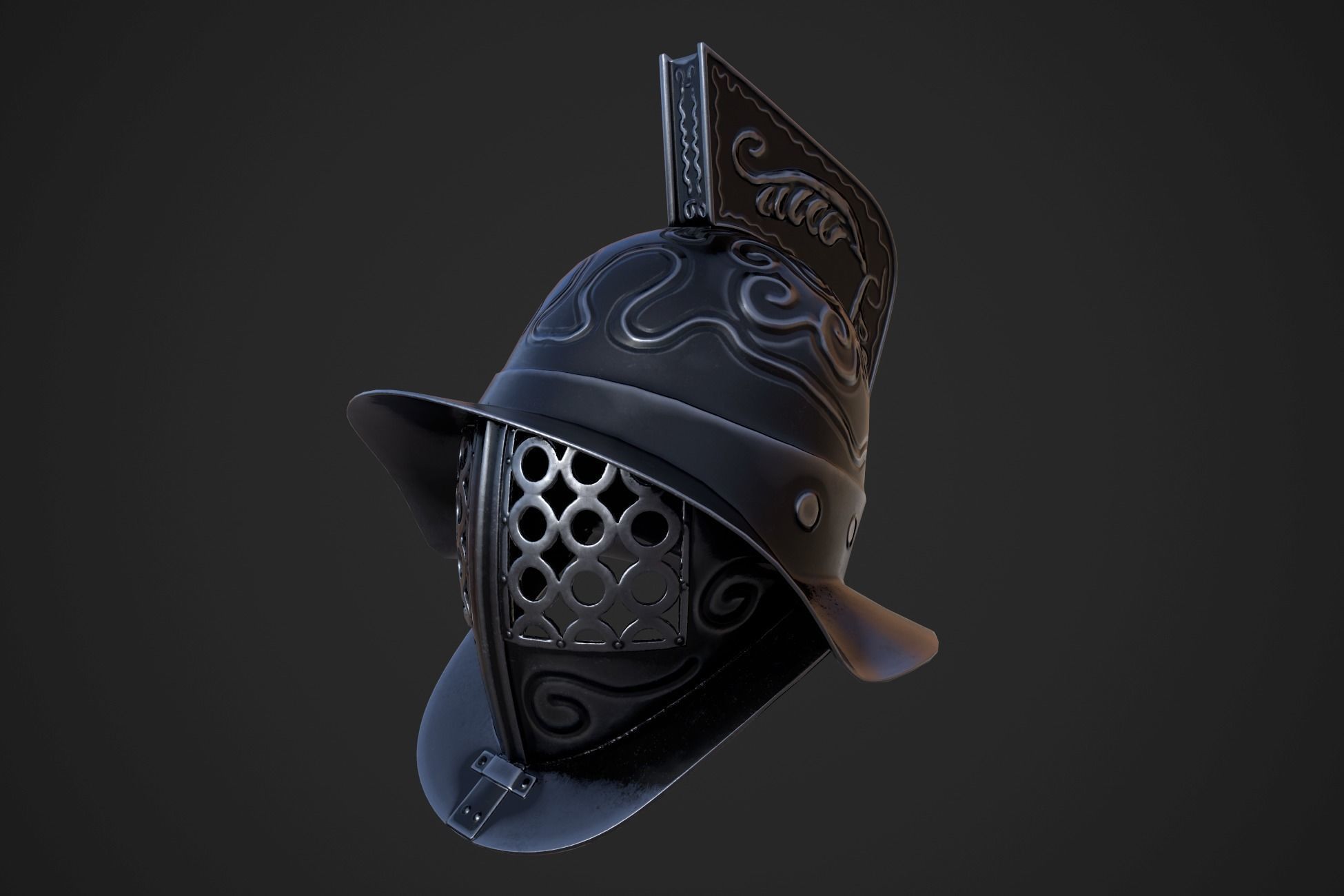 Murmillo gladiator helmet Low-poly 3D model_7