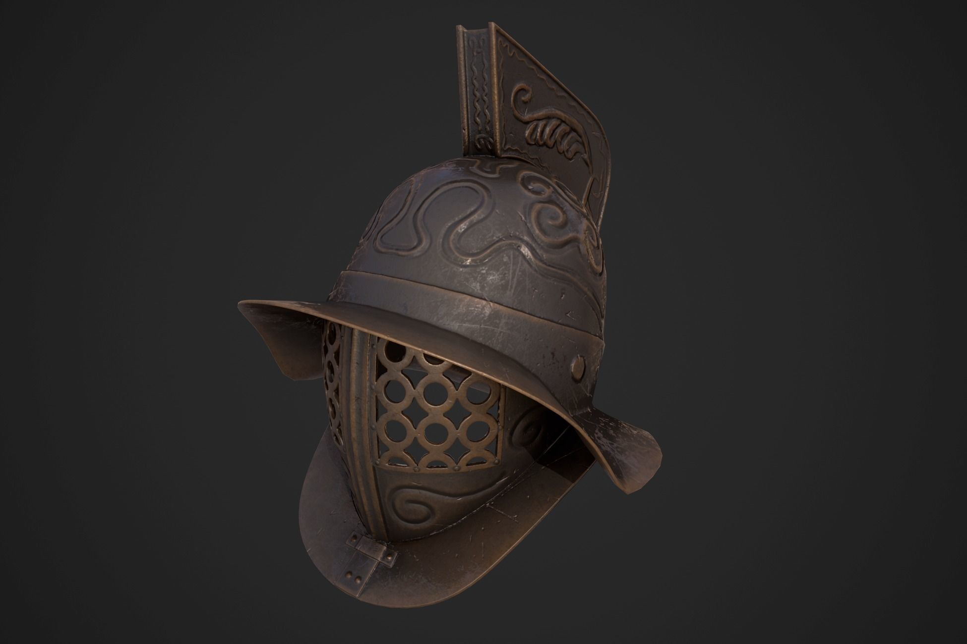 Murmillo gladiator helmet Low-poly 3D model_4
