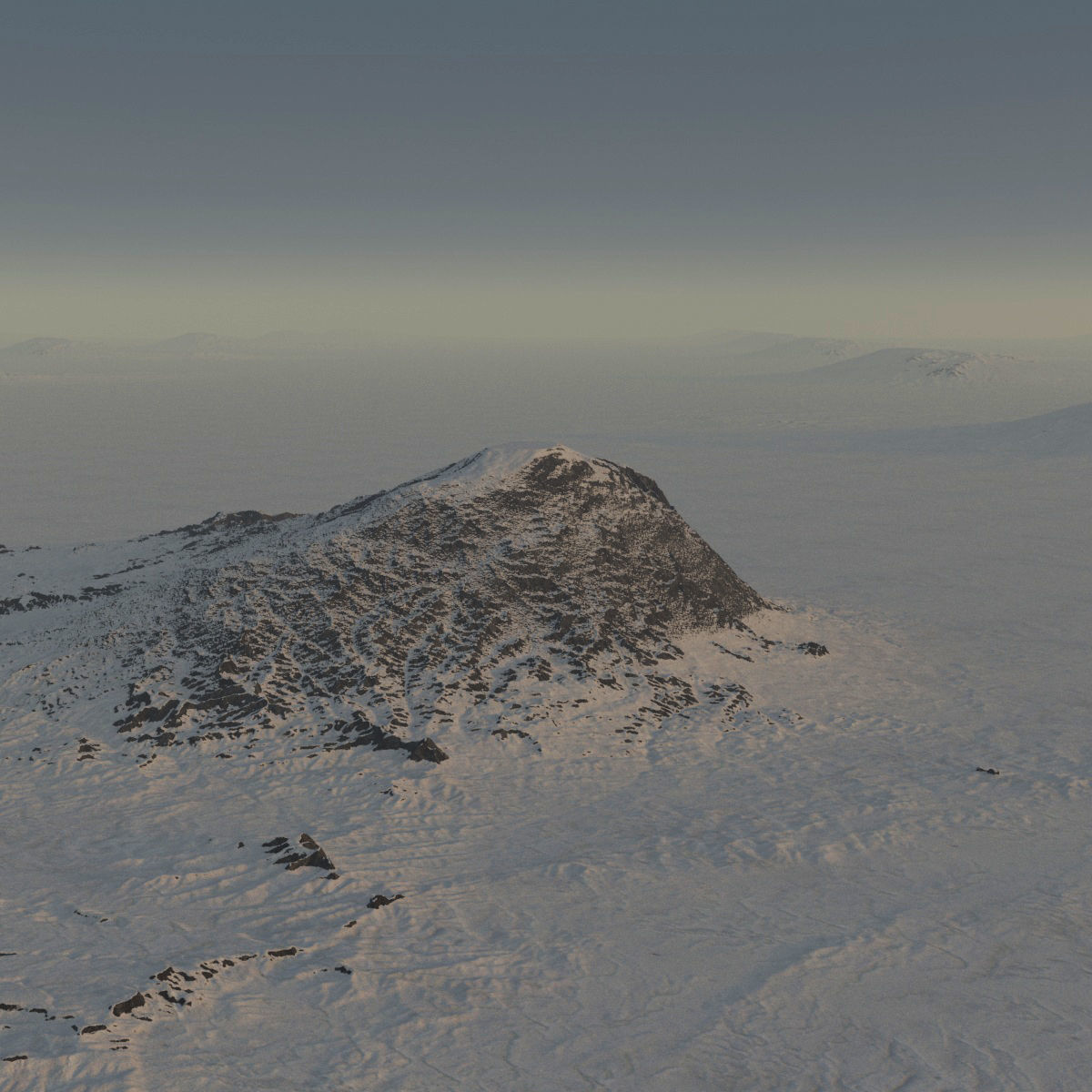 snow mountain hill terrain sci-fi landscape 3D model_7