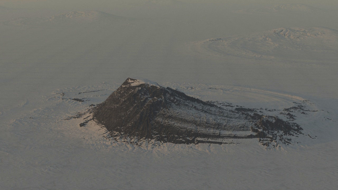 snow mountain hill terrain sci-fi landscape 3D model_4
