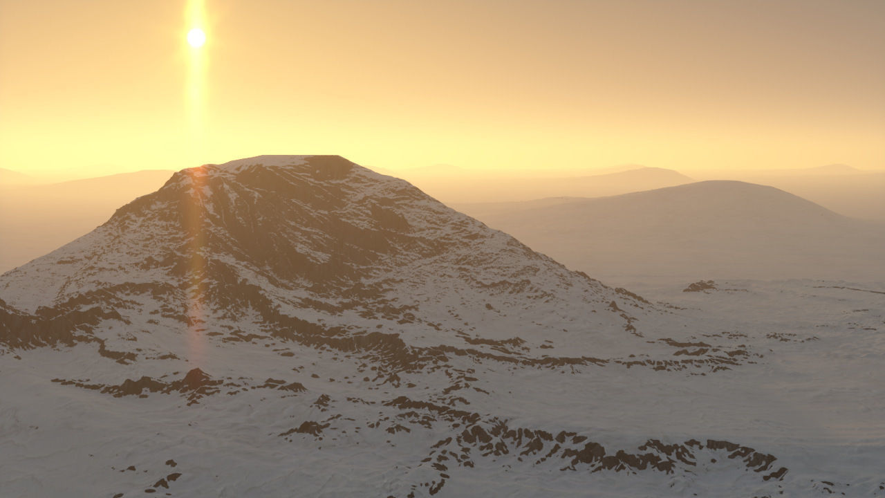 snow mountain hill terrain sci-fi landscape 3D model_2