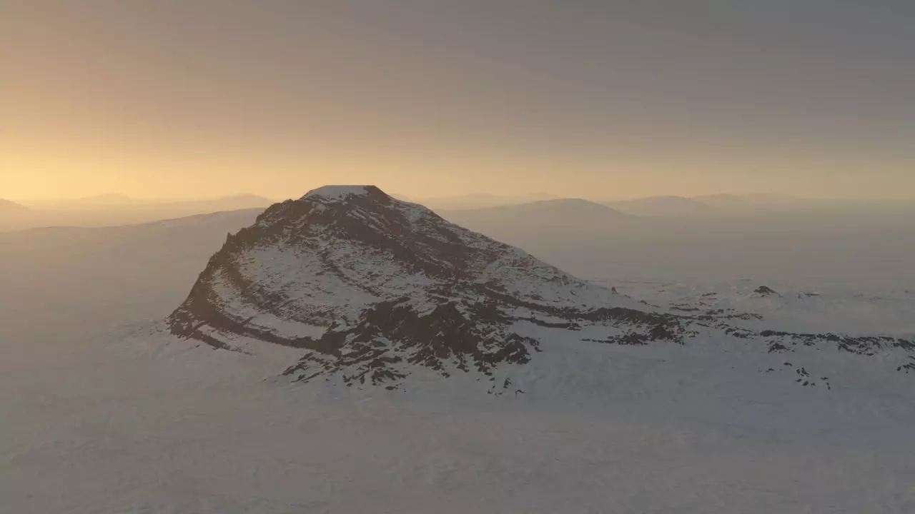 snow mountain hill terrain sci-fi landscape 3D model_0