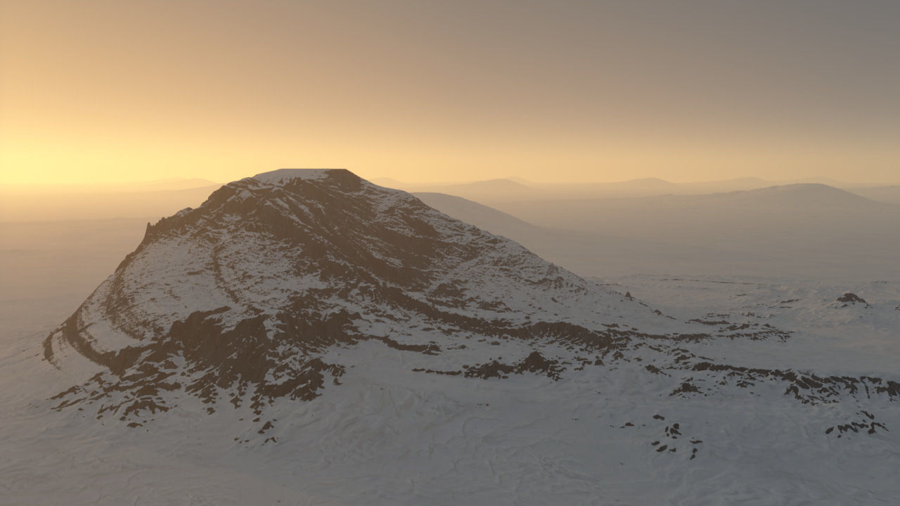 snow mountain hill terrain sci-fi landscape 3D model_1