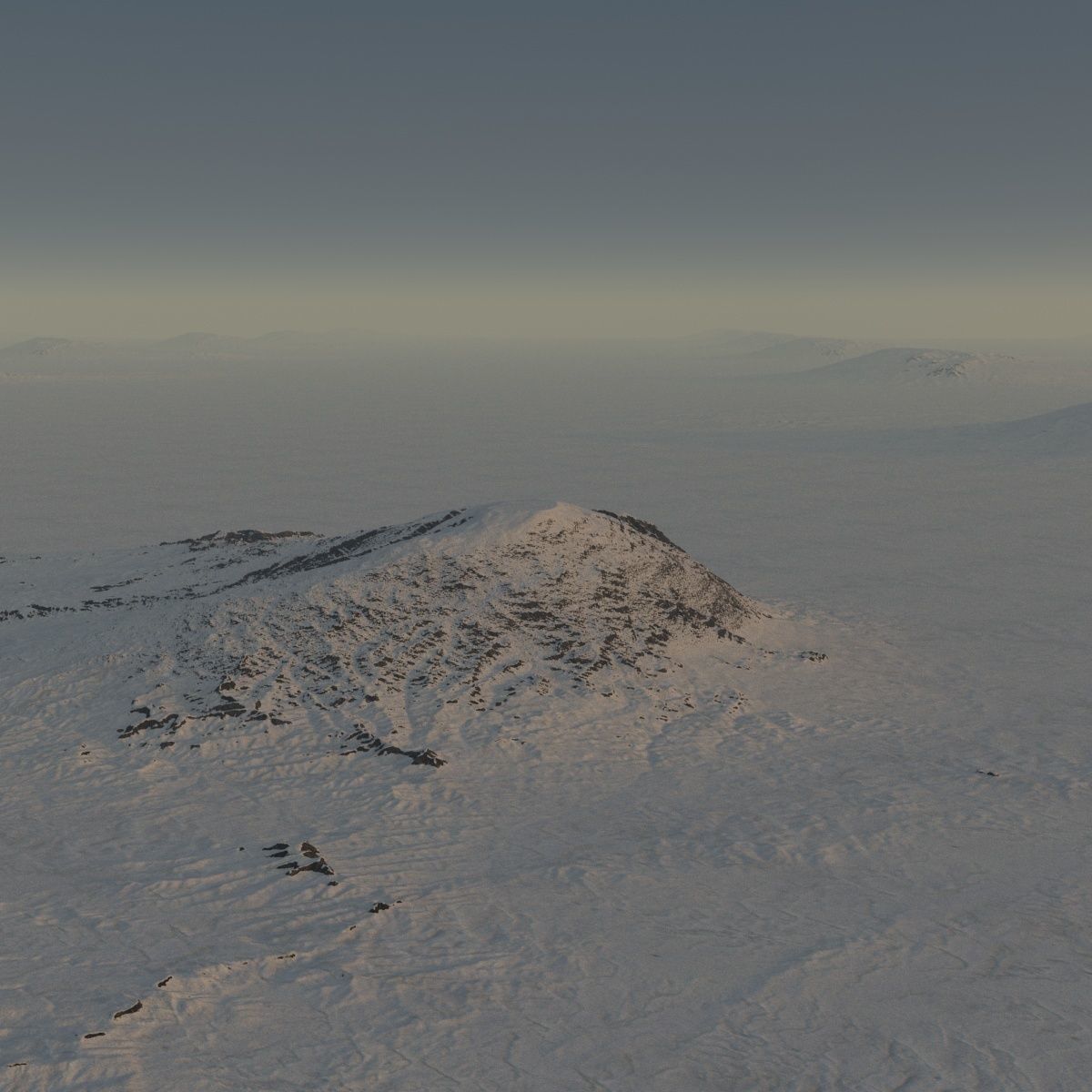 snow mountain hill terrain sci-fi landscape 3D model_8