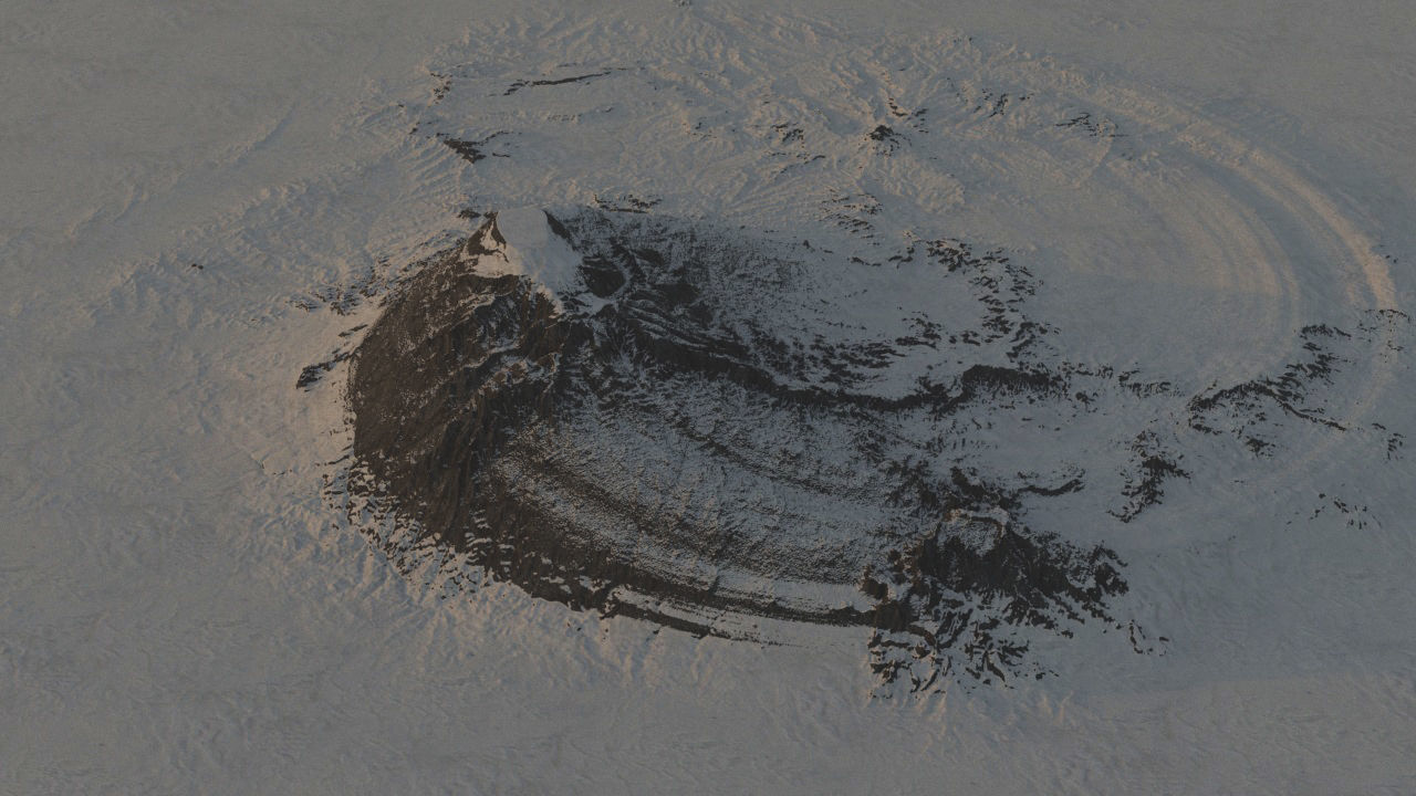 snow mountain hill terrain sci-fi landscape 3D model_3