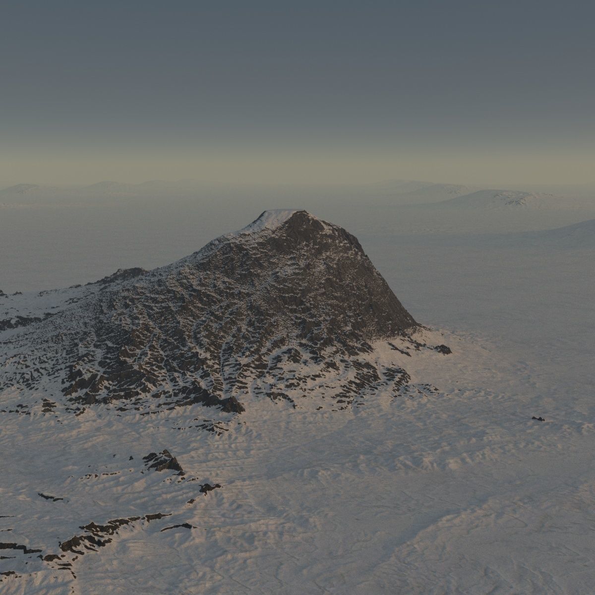 snow mountain hill terrain sci-fi landscape 3D model_6