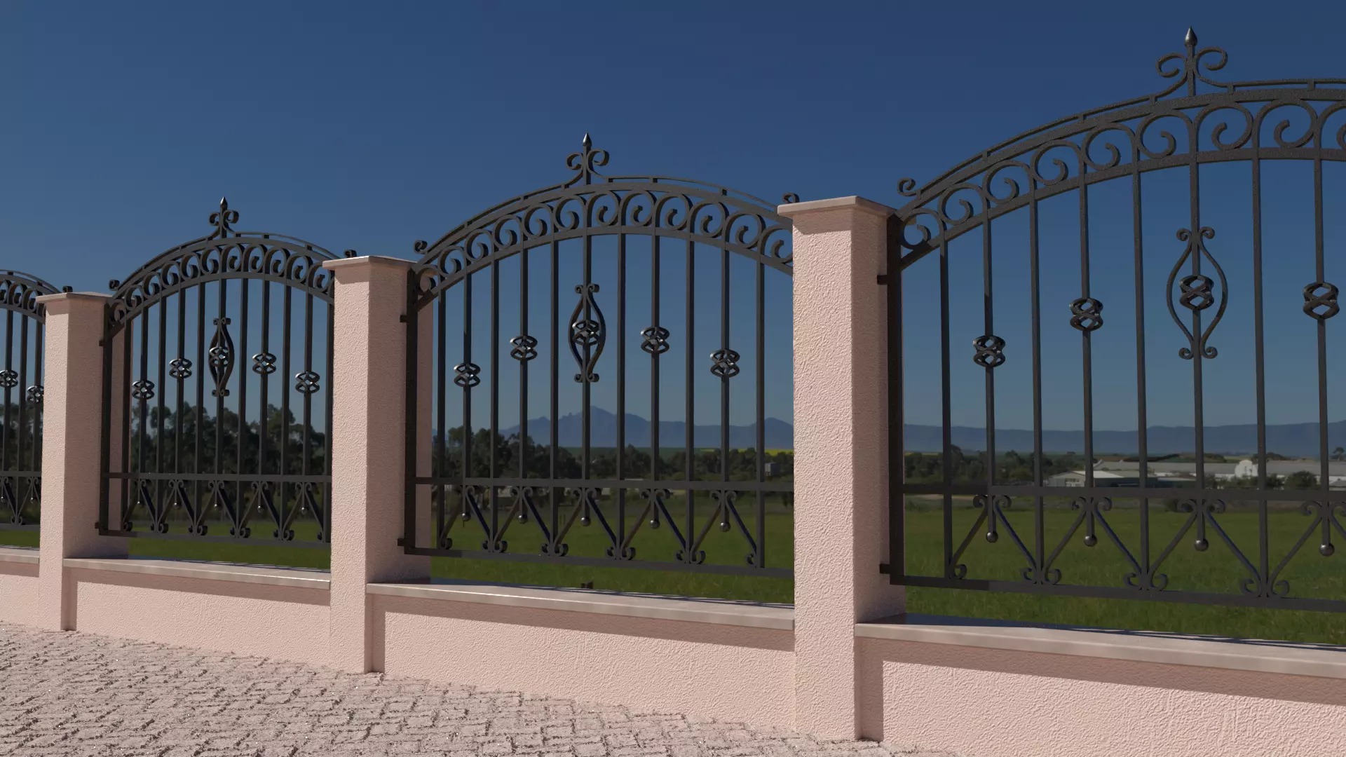 Wrought Iron Fence 3D model_0