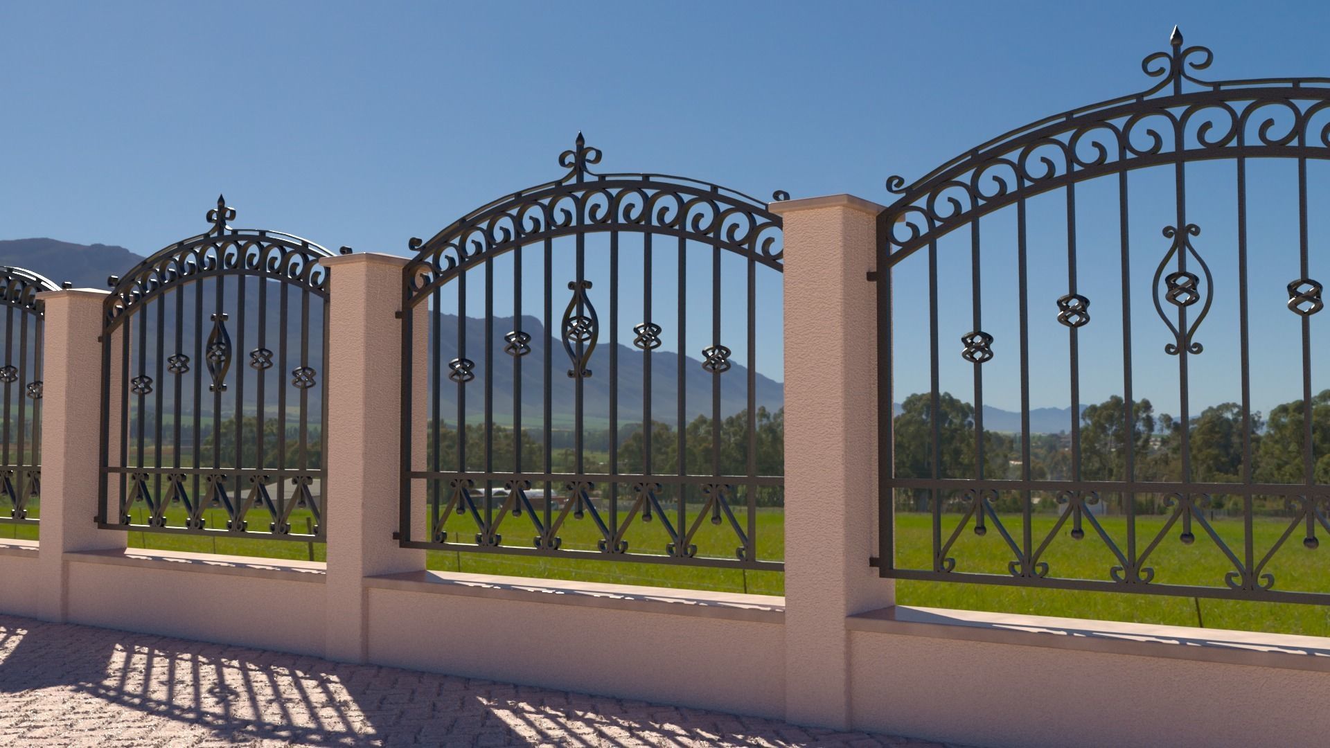 Wrought Iron Fence 3D model_4