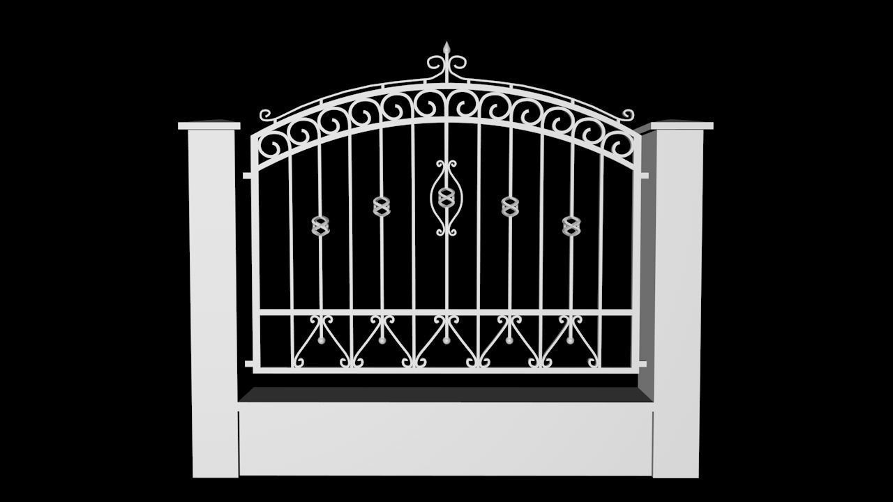 Wrought Iron Fence 3D model_2