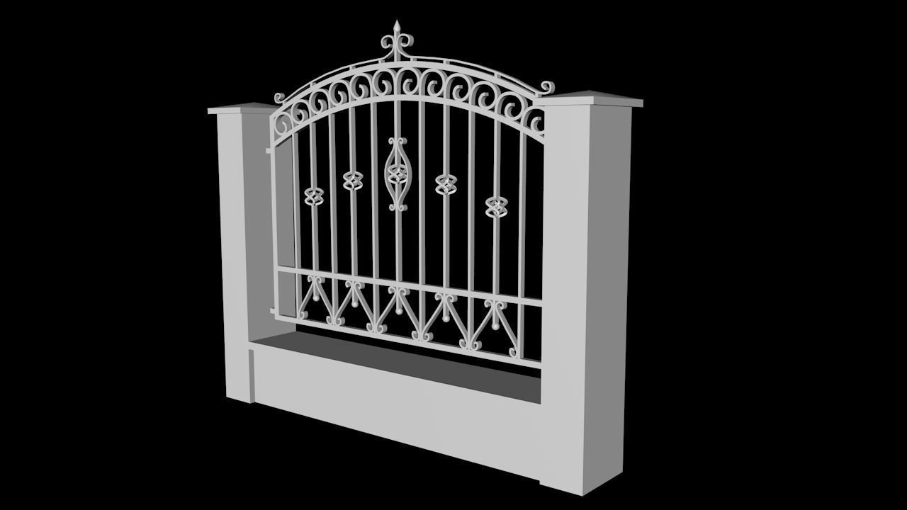 Wrought Iron Fence 3D model_3