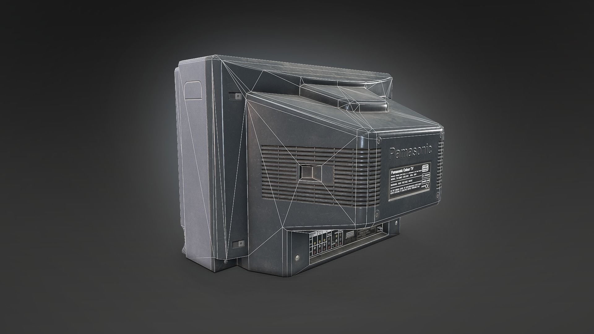 Old type TV medium Low-poly 3D model_11