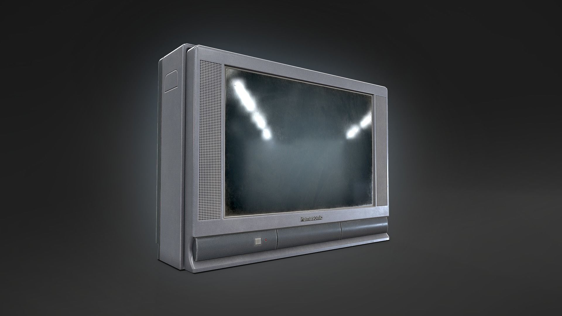 Old type TV medium Low-poly 3D model_5