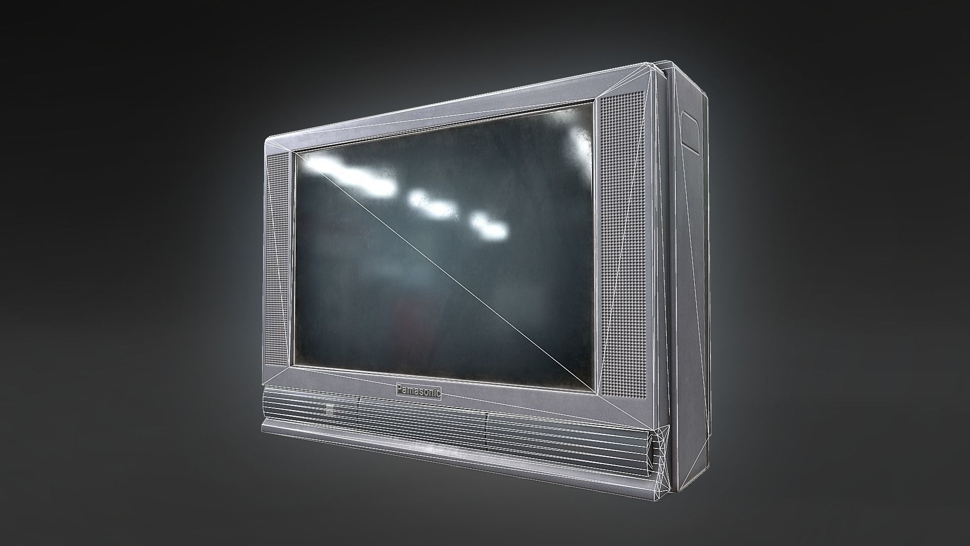 Old type TV medium Low-poly 3D model_2