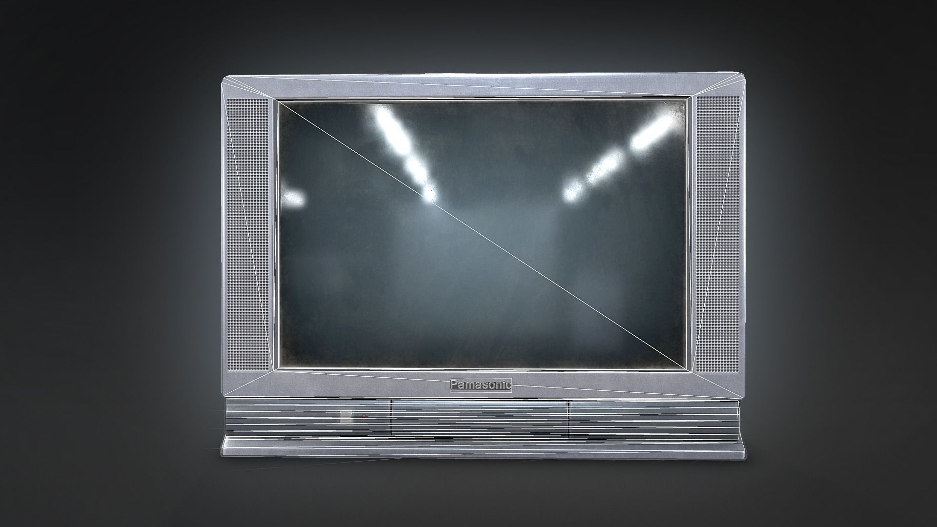 Old type TV medium Low-poly 3D model_4