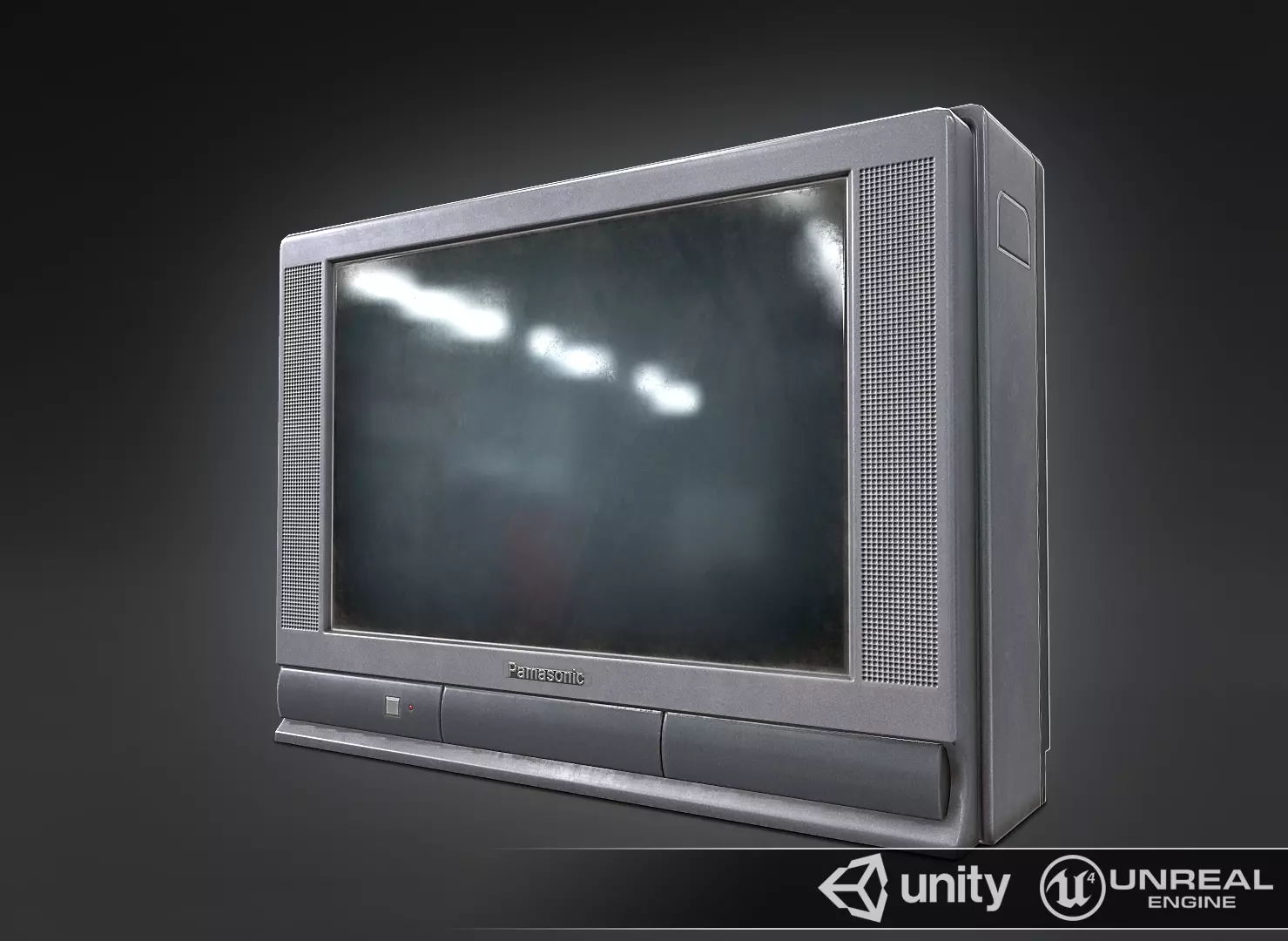 Old type TV medium Low-poly 3D model_0