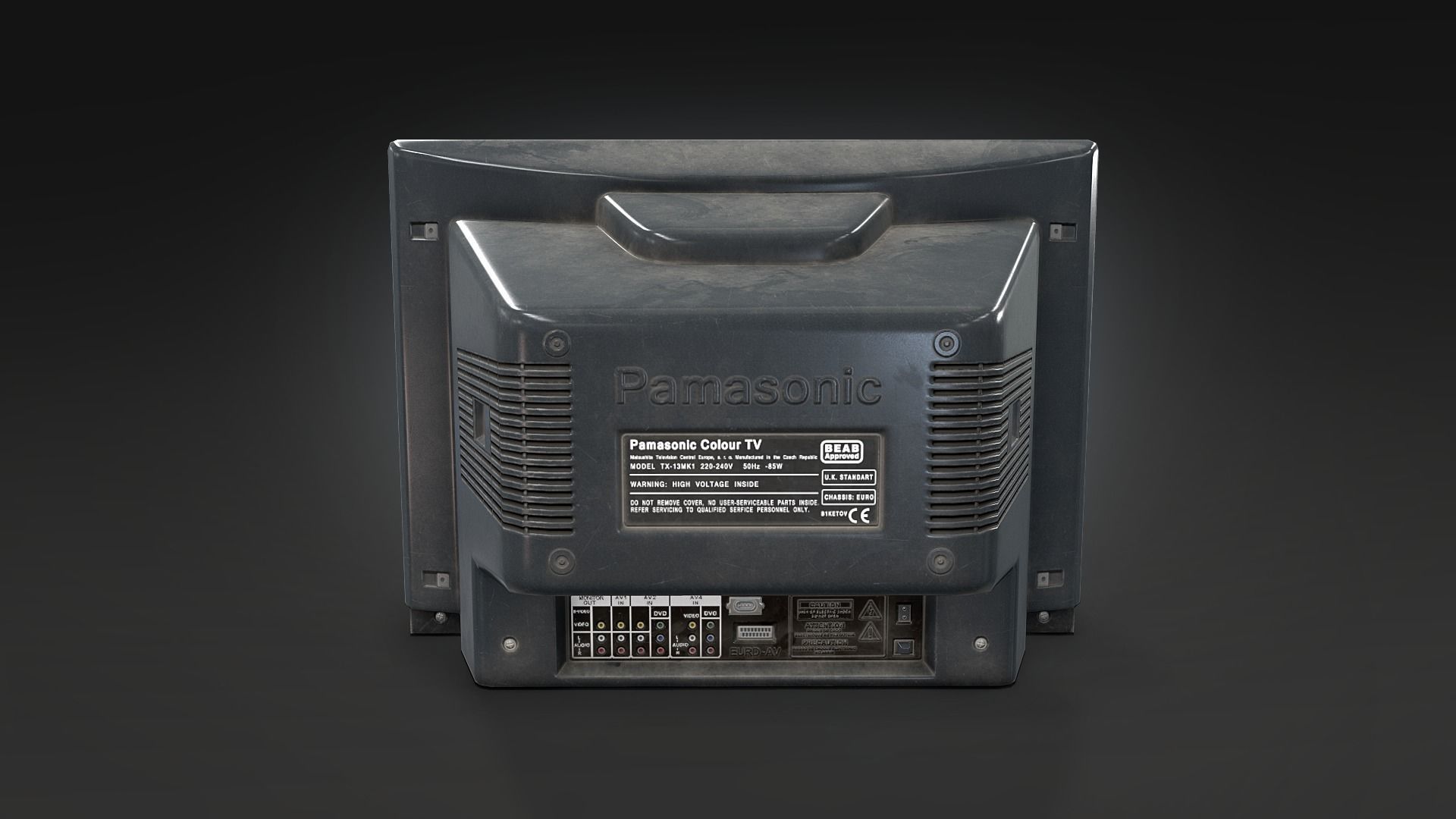 Old type TV medium Low-poly 3D model_9