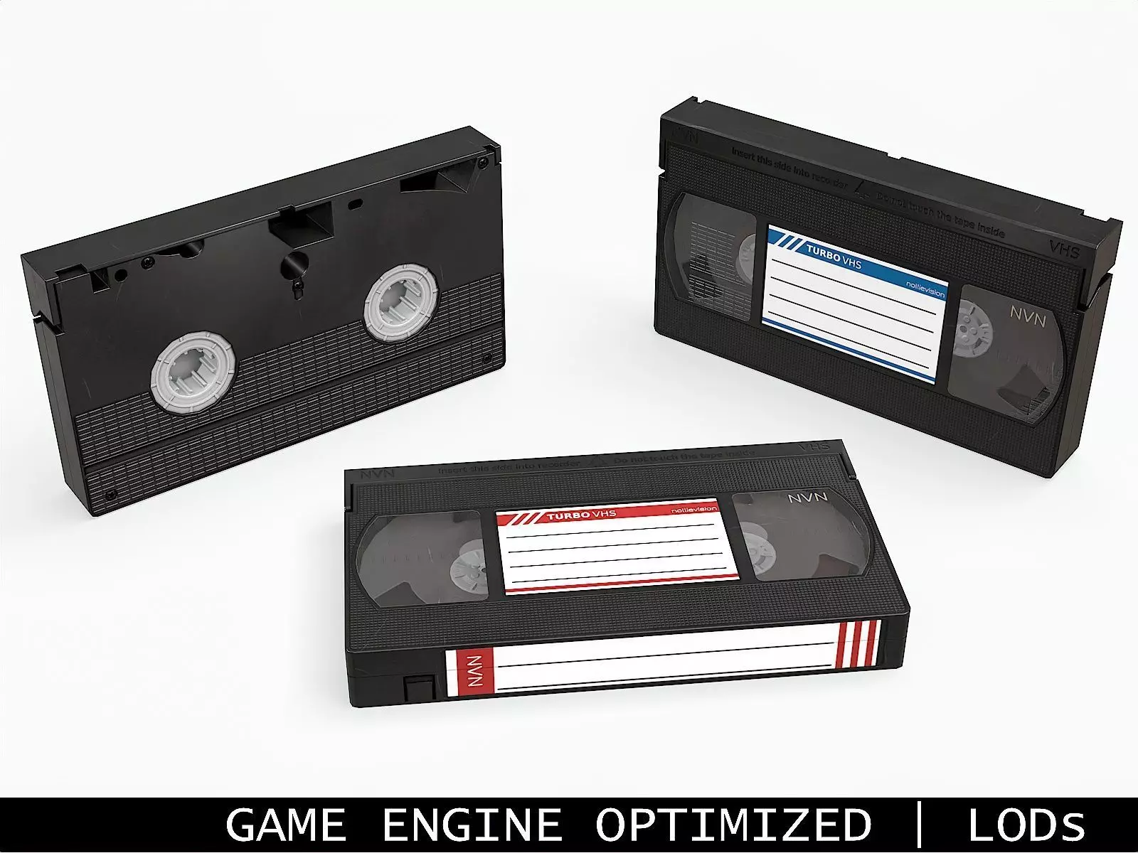 Game-ready VHS Cassette - 3 texture variants  Low-poly 3D model_0