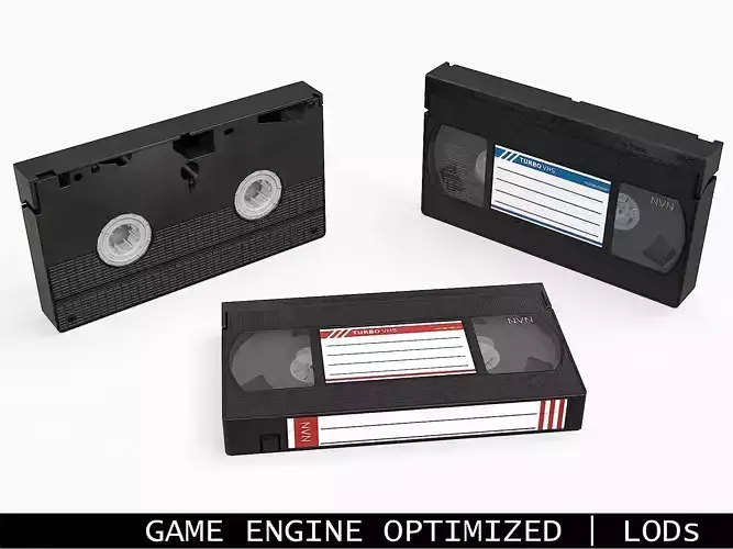 Game-ready VHS Cassette - 3 texture variants  Low-poly 3D model