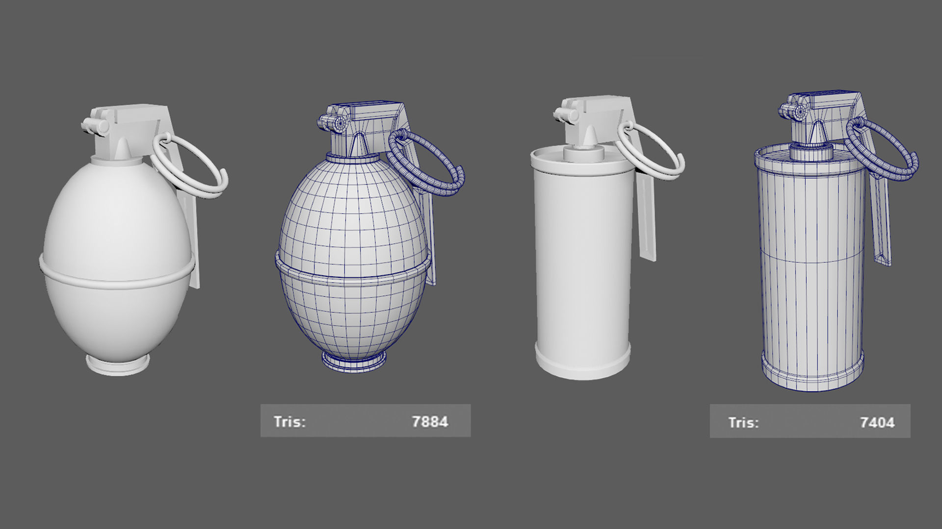 grenade three grenades Low-poly 3D model_4