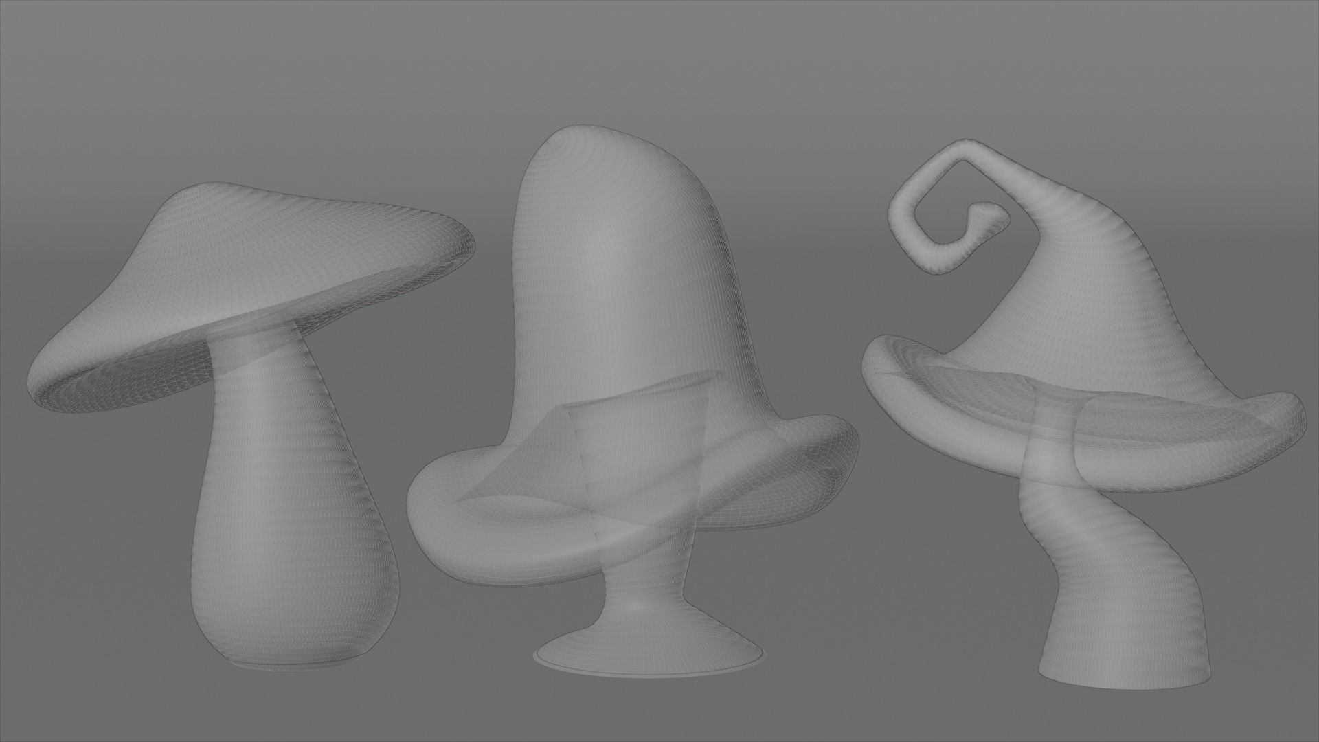 Fabulous mushrooms Low-poly 3D model_1