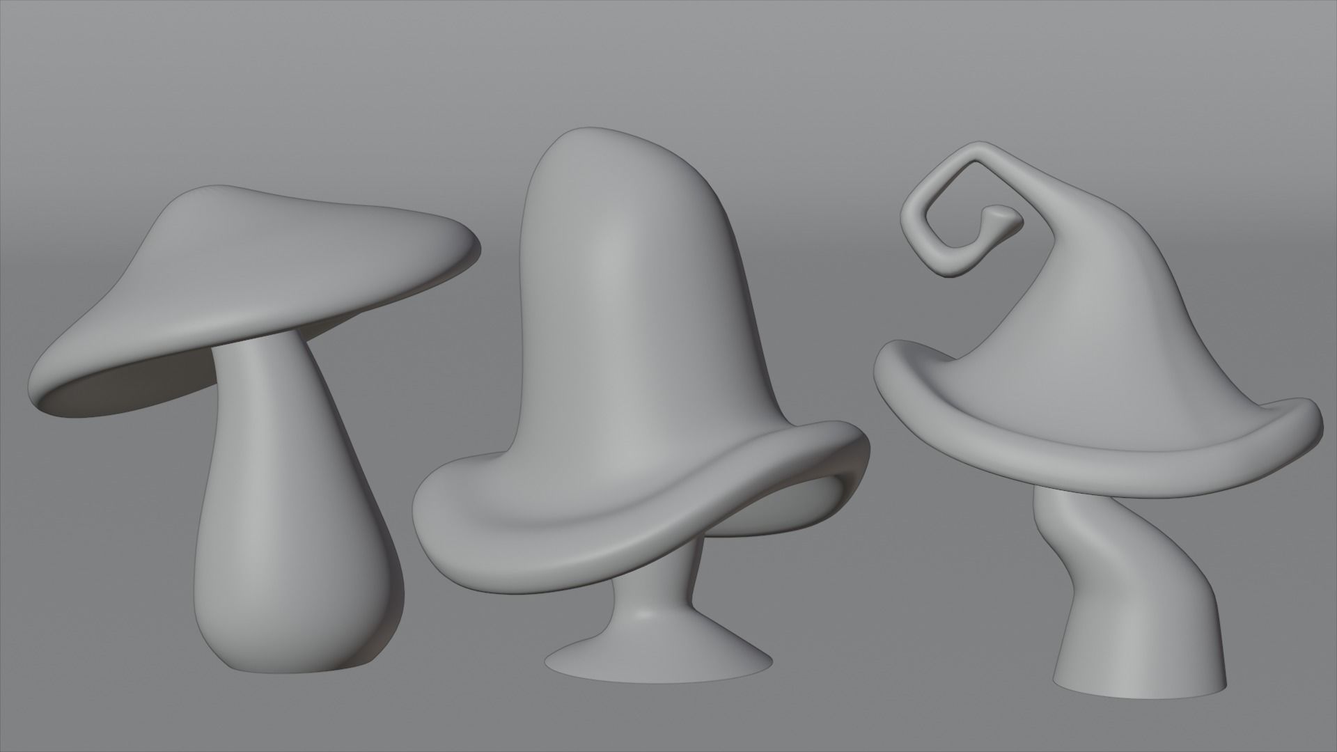 Fabulous mushrooms Low-poly 3D model_2