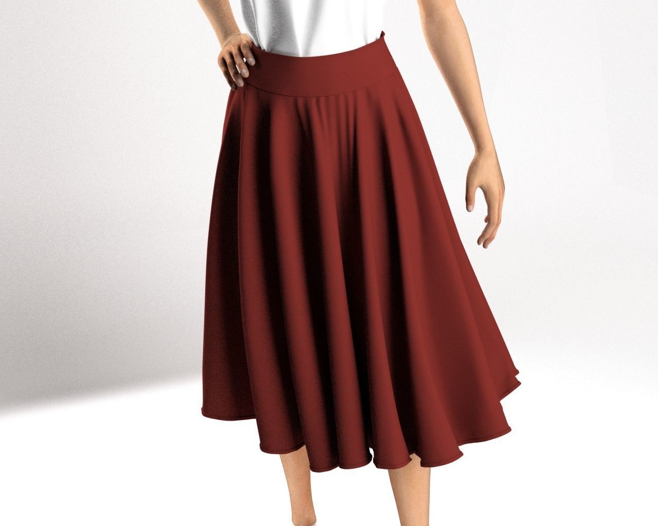 Stylish Designer Women Circle Skirt 3D model 3D model_7