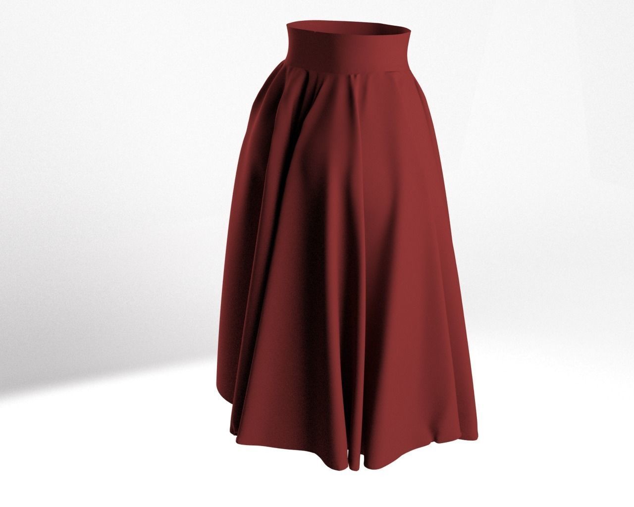 Stylish Designer Women Circle Skirt 3D model 3D model_3