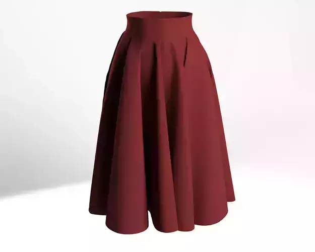 Stylish Designer Women Circle Skirt 3D model 3D model