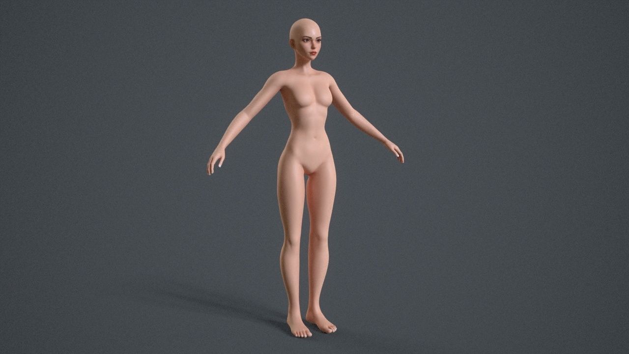 New Stylized Female Base Mesh 3D model_4