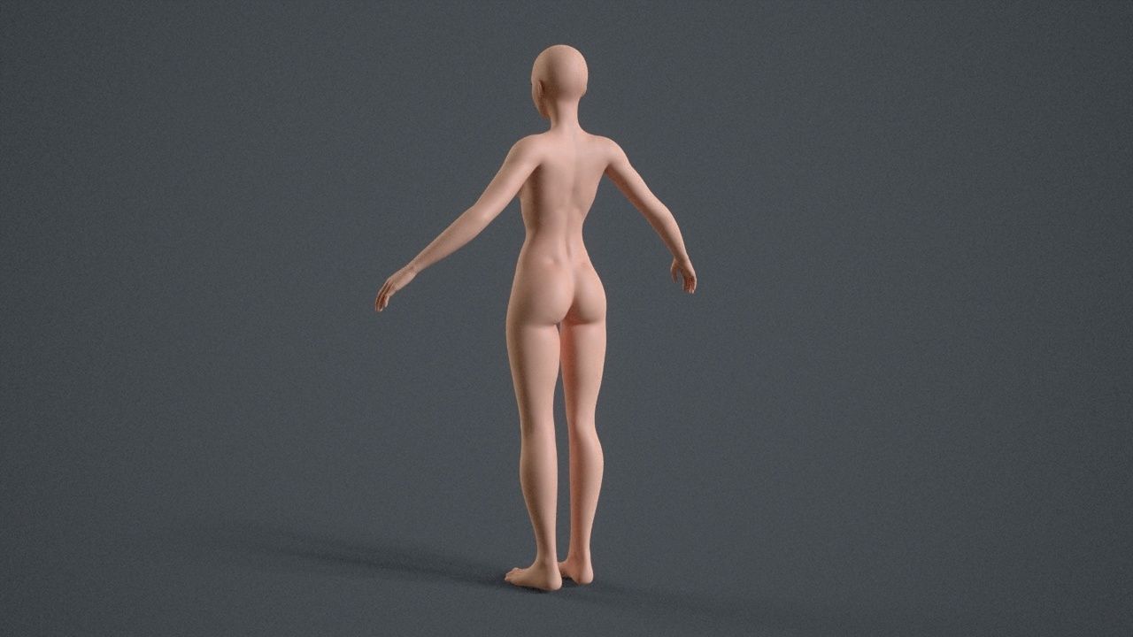 New Stylized Female Base Mesh 3D model_5