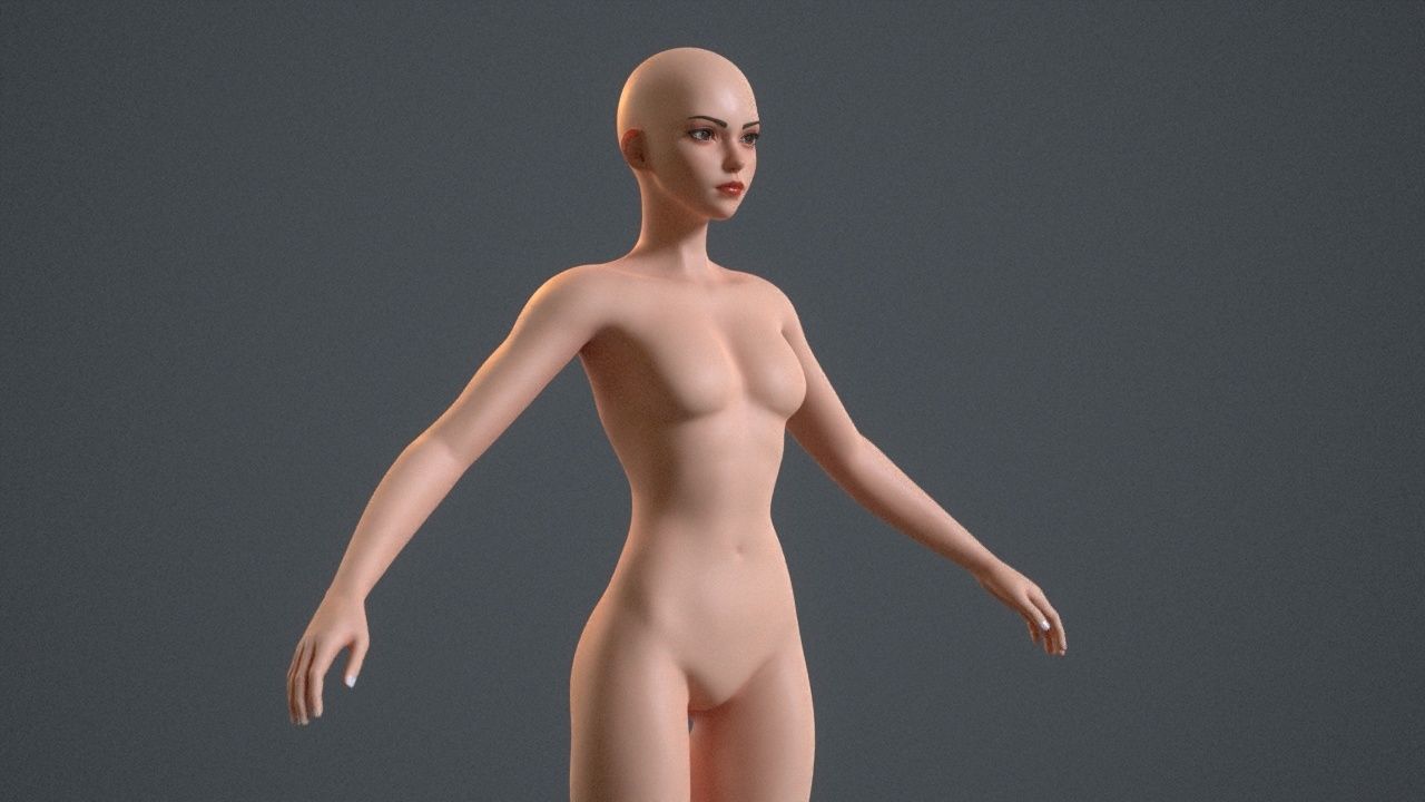 New Stylized Female Base Mesh 3D model_1
