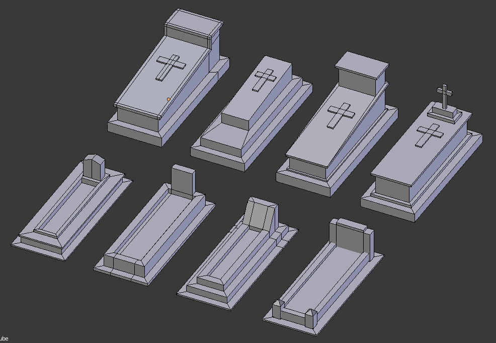 Tomb stone graveyard low poly pack 3 Low-poly 3D model_4