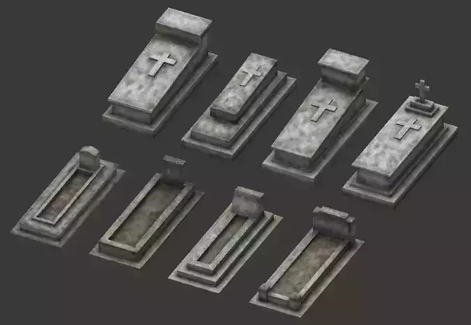 Tomb stone graveyard low poly pack 3